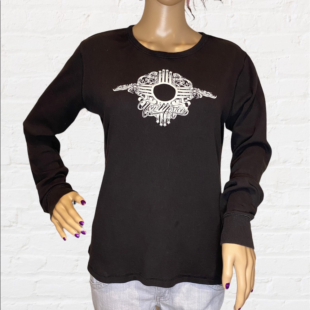 Next Level Apparel Waffle Knit Long-Sleeved Black Shirt "New Mexico" Size XL VGC